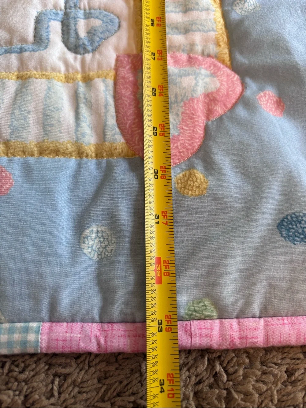 Pastel Teddy Patchwork Quilt - Nursery Plush Animal Design